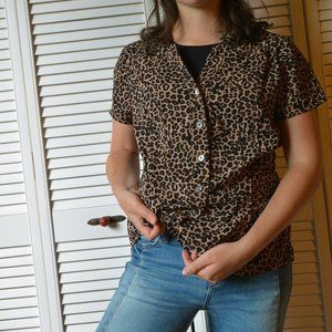 Cheetah Print Button Up Top from 212 Collection